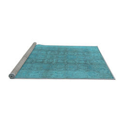 Sideview of Machine Washable Oriental Light Blue Traditional Rug, wshurb921lblu