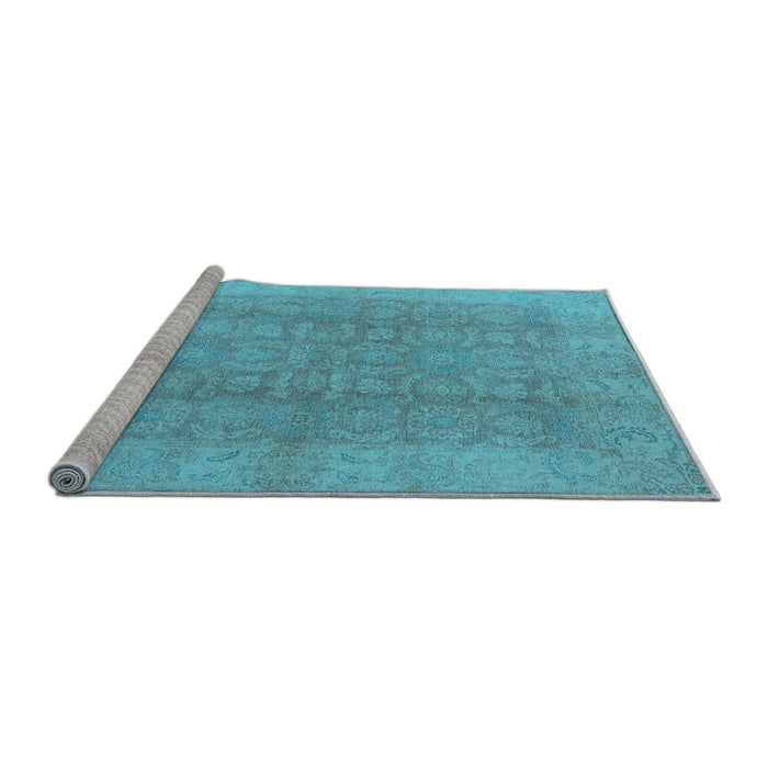 Sideview of Machine Washable Oriental Light Blue Traditional Rug, wshurb921lblu