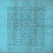 Square Machine Washable Oriental Light Blue Traditional Rug, wshurb921lblu