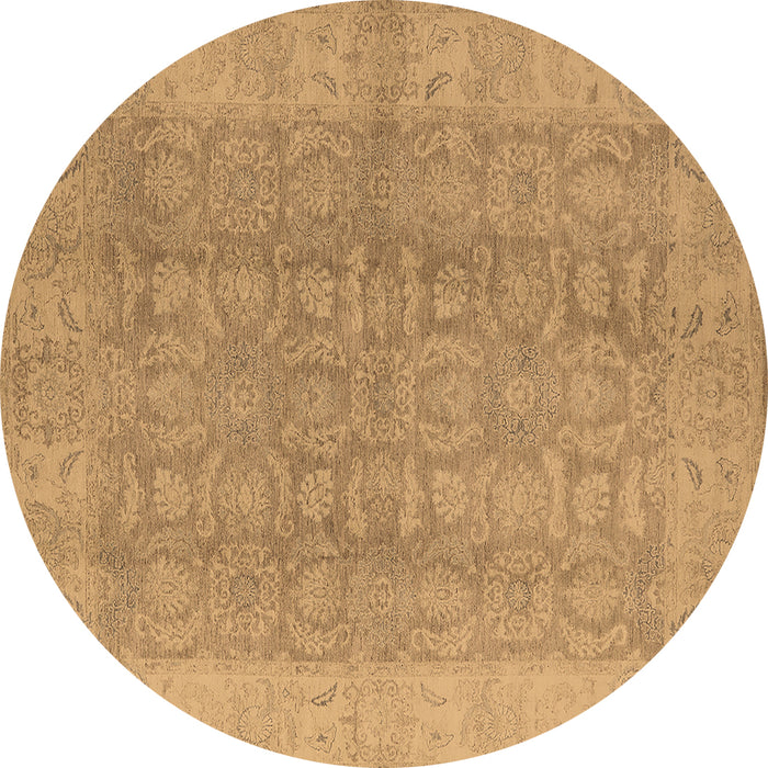 Round Machine Washable Oriental Brown Traditional Rug, wshurb921brn