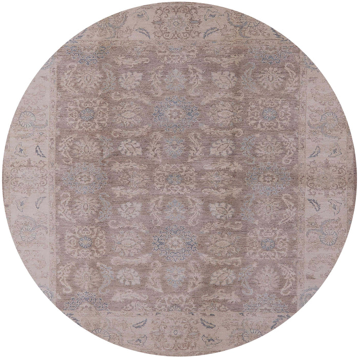 Round Machine Washable Industrial Modern Rose Dust Purple Rug, wshurb921
