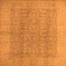 Square Machine Washable Oriental Orange Traditional Area Rugs, wshurb921org