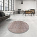 Round Mid-Century Modern Rose Purple Oriental Rug in a Office, urb921