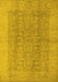 Machine Washable Oriental Yellow Traditional Rug, wshurb921yw