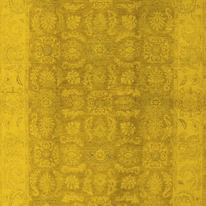 Machine Washable Oriental Yellow Traditional Rug, wshurb921yw