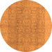 Round Machine Washable Oriental Orange Traditional Area Rugs, wshurb921org