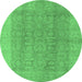 Round Oriental Emerald Green Traditional Rug, urb921emgrn