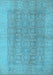 Machine Washable Oriental Light Blue Traditional Rug, wshurb921lblu