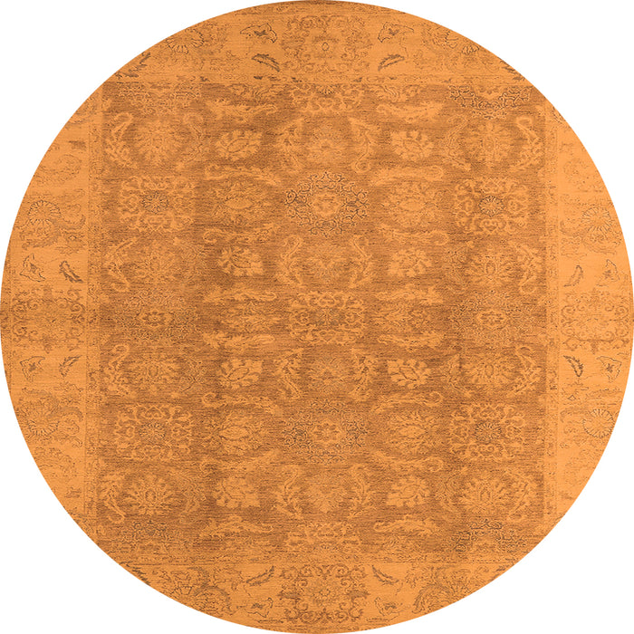 Round Oriental Orange Traditional Rug, urb921org