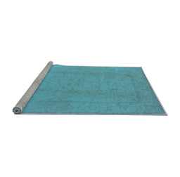 Sideview of Machine Washable Oriental Light Blue Traditional Rug, wshurb922lblu