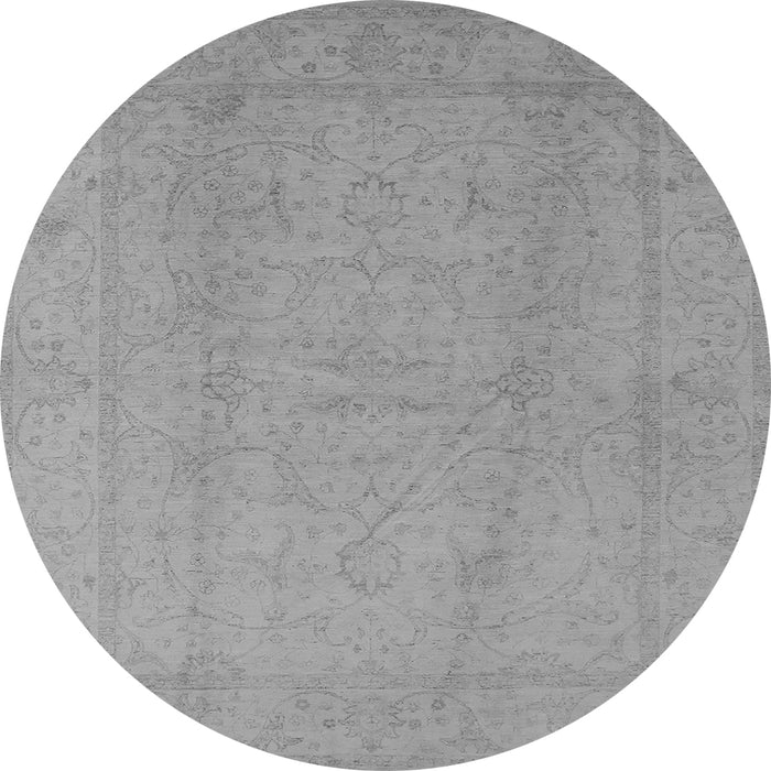 Round Machine Washable Oriental Gray Traditional Rug, wshurb922gry