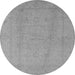 Round Machine Washable Oriental Gray Traditional Rug, wshurb922gry