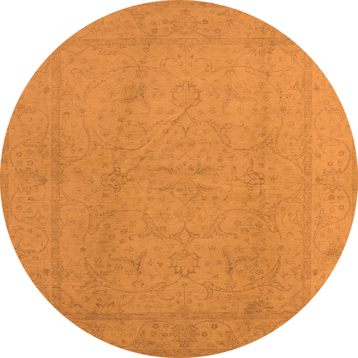 Round Machine Washable Oriental Orange Traditional Area Rugs, wshurb922org