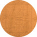 Round Machine Washable Oriental Orange Traditional Area Rugs, wshurb922org