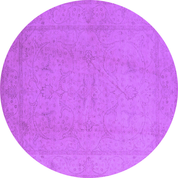 Round Oriental Purple Traditional Rug, urb922pur