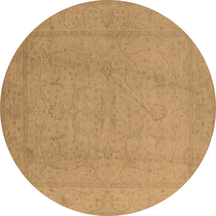 Round Oriental Brown Traditional Rug, urb922brn