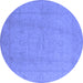 Round Machine Washable Oriental Blue Traditional Rug, wshurb922blu