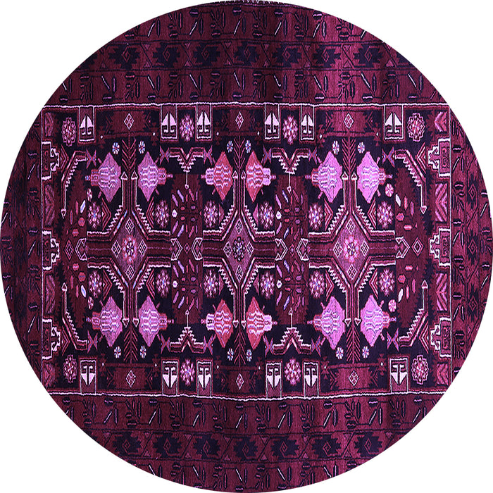 Round Machine Washable Oriental Purple Industrial Area Rugs, wshurb923pur