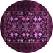 Round Machine Washable Oriental Purple Industrial Area Rugs, wshurb923pur