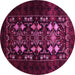 Round Oriental Pink Industrial Rug, urb923pnk