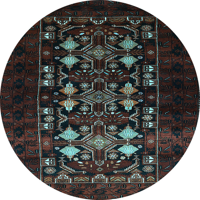 Round Oriental Light Blue Industrial Rug, urb923lblu