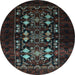 Round Oriental Light Blue Industrial Rug, urb923lblu