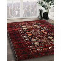 Mid-Century Modern Dark Brown Oriental Rug, urb923