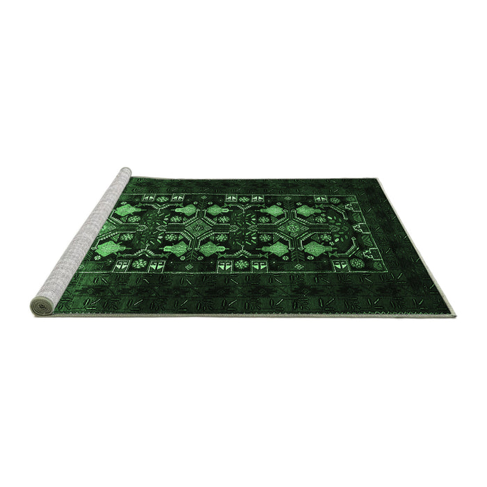 Sideview of Machine Washable Oriental Emerald Green Industrial Area Rugs, wshurb923emgrn