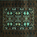 Square Oriental Turquoise Industrial Rug, urb923turq