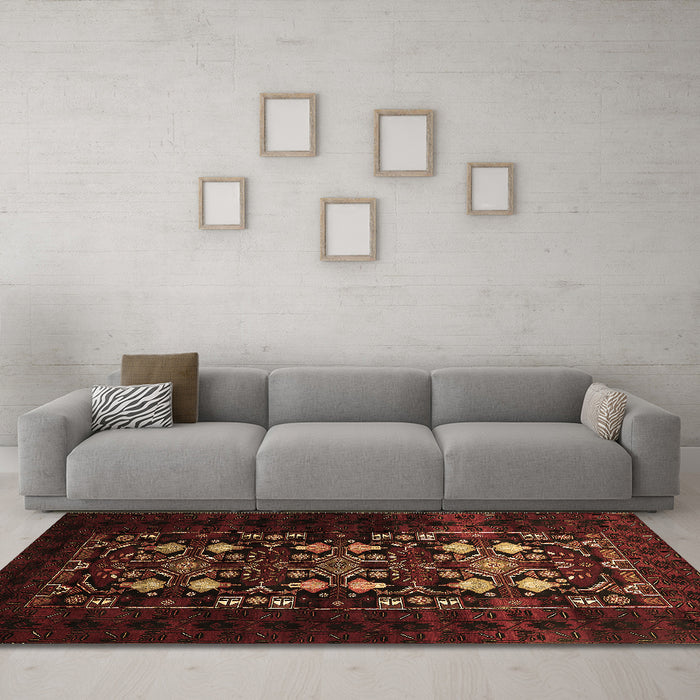 Machine Washable Oriental Brown Industrial Rug in a Living Room,, wshurb923brn