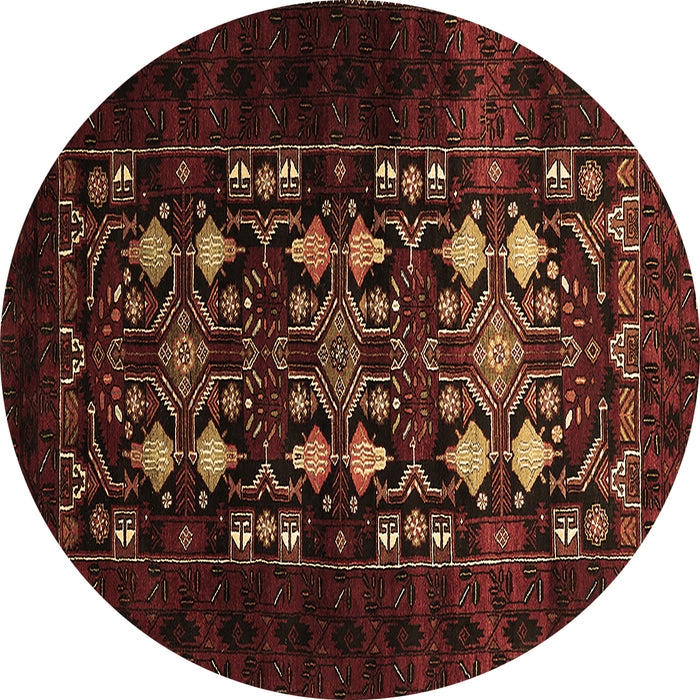 Round Machine Washable Oriental Brown Industrial Rug, wshurb923brn