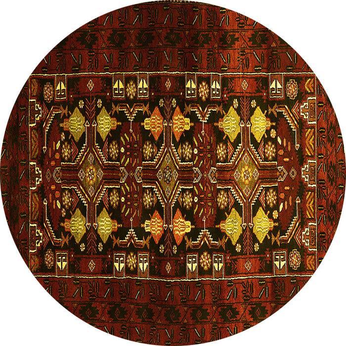 Round Oriental Yellow Industrial Rug, urb923yw