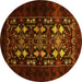 Round Oriental Yellow Industrial Rug, urb923yw