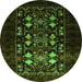 Round Oriental Green Industrial Rug, urb923grn