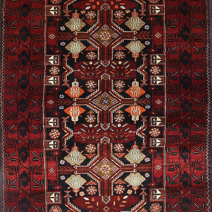 Mid-Century Modern Dark Brown Oriental Rug, urb923