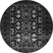 Round Machine Washable Oriental Gray Industrial Rug, wshurb923gry