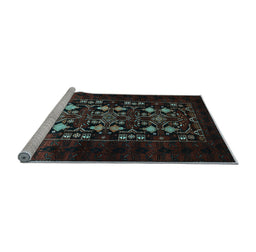 Sideview of Machine Washable Oriental Light Blue Industrial Rug, wshurb923lblu