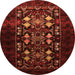 Round Machine Washable Oriental Orange Industrial Area Rugs, wshurb923org