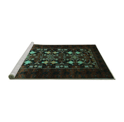 Sideview of Machine Washable Oriental Turquoise Industrial Area Rugs, wshurb923turq
