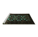 Sideview of Machine Washable Oriental Turquoise Industrial Area Rugs, wshurb923turq