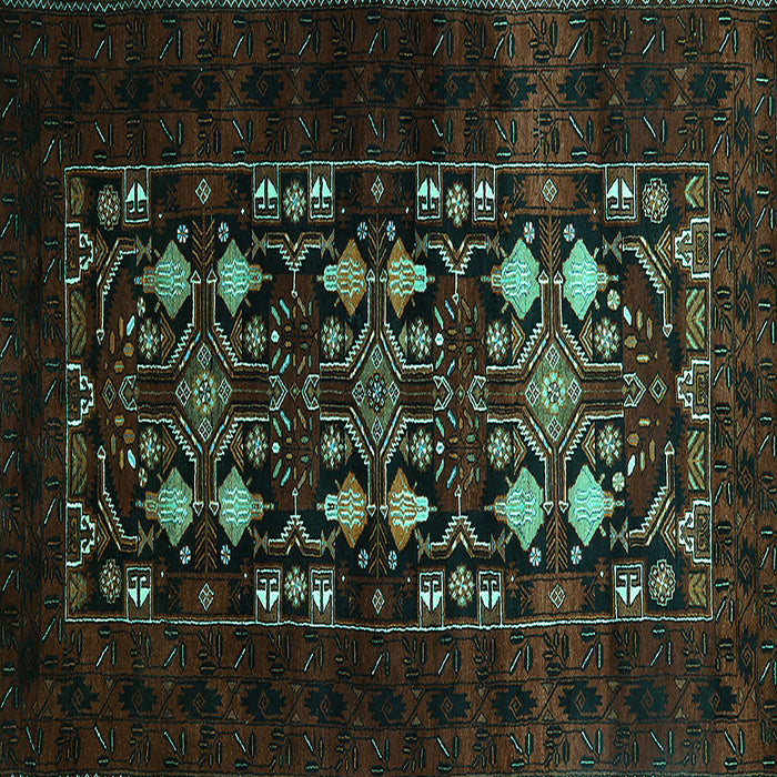 Square Machine Washable Oriental Turquoise Industrial Area Rugs, wshurb923turq