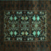 Square Machine Washable Oriental Turquoise Industrial Area Rugs, wshurb923turq