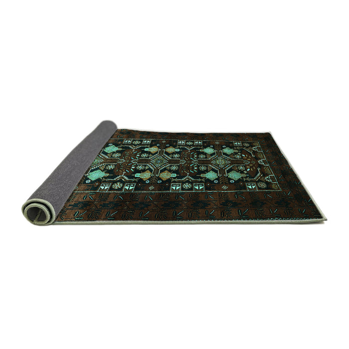 Sideview of Oriental Turquoise Industrial Rug, urb923turq