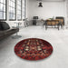 Round Machine Washable Industrial Modern Dark Brown Rug in a Office, wshurb923