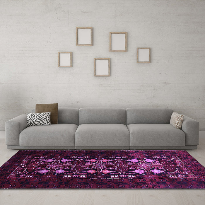 Machine Washable Oriental Purple Industrial Area Rugs in a Living Room, wshurb923pur