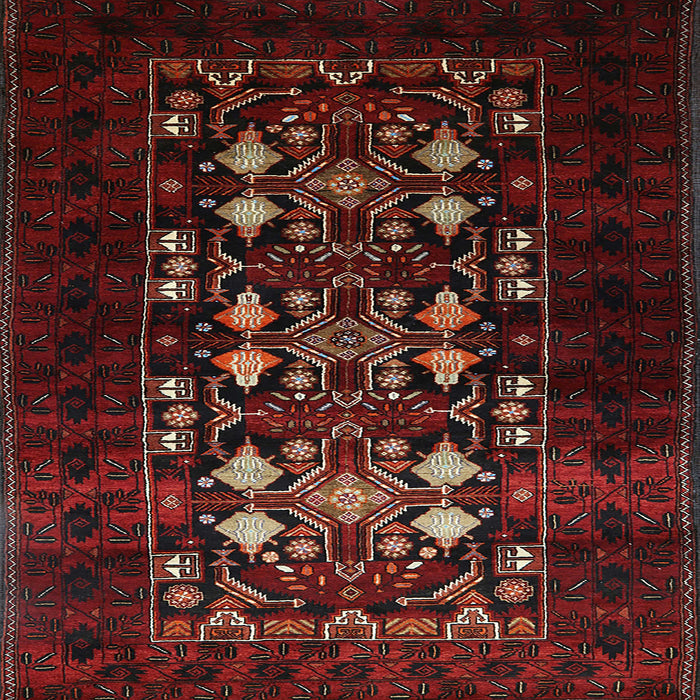 Square Mid-Century Modern Dark Brown Oriental Rug, urb923