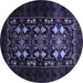 Round Oriental Blue Industrial Rug, urb923blu