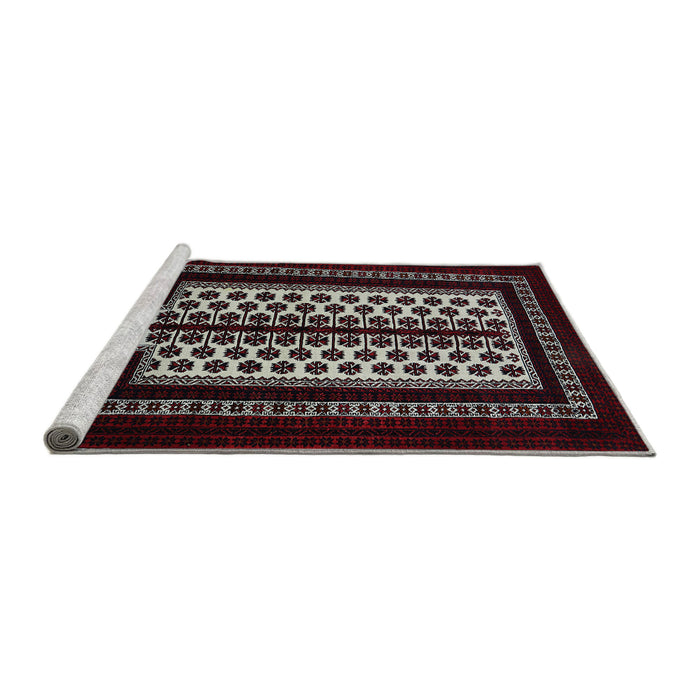 Sideview of Machine Washable Industrial Modern Maroon Red Rug, wshurb924