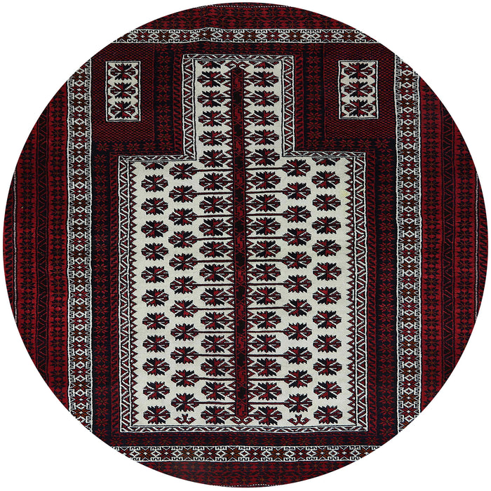 Round Machine Washable Industrial Modern Maroon Red Rug, wshurb924