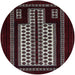 Round Mid-Century Modern Maroon Red Oriental Rug, urb924